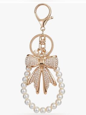Faux Pearl With Bow Bag Charm Keychain